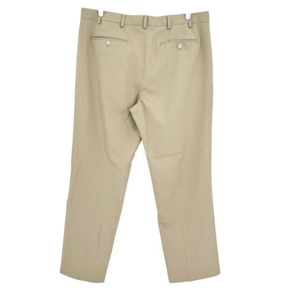 Izod Men's Classic Fit Flat Front Straight Leg Tan Dress Pants Size 40x32 - Picture 2 of 10